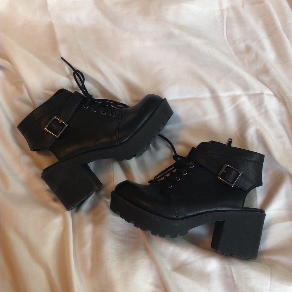 Chunky cut out boot heels